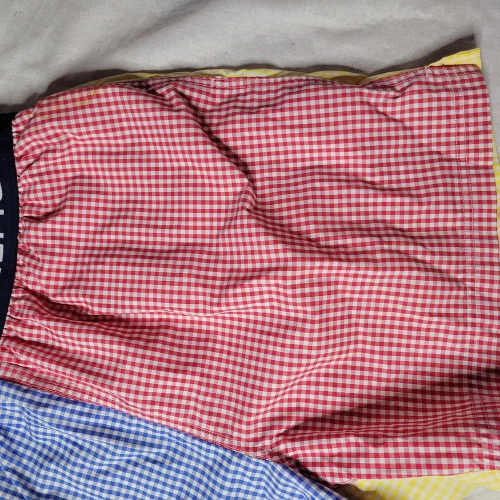 Tommy Hilfiger Mens Multi Color Gingham swim Trunks Logo Waistband